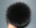 Fox Real Fur Pom Pom, Fluffy Pompom, Dark Gray Fur Pompon, Detachable Pom Pon, Dark Fur Accessory, Real Fox Pom Pom, Fluffy Bommel