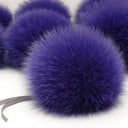 Violet fur pompom for hat, Fur pom poms with ribbons, Pompons for crafts, Purple fluffy bommel, Fuzzy balls, Sewing pom pom, Fur hat Decor