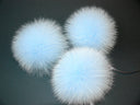Light Blue Fur Pom Pom, Detachable Pompom For Hat, Large Pom Poms, Sky Blue Fur Ball With Ribbon, Fluffy Bommel, Real Fur Decor For Hat