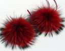 Real Raccoon Fur Red Pompom For Hat, Detachable Fluffy Pompom, Genuine Fur Pompoms, Hat Accessories, Fuzzy Bommels, Pompom For Kids Hat