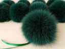 Green Fur Pom Pom, Green Fox Fur Pompom, Green Furry Pom Pom Hat, DIY Pom Poms, Pom-Pom for Knitted Hat, Fox Pom Pom, Pom Pom Fur Balls