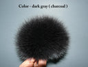 Fox Real Fur Pom Pom, Fluffy Pompom, Dark Gray Fur Pompon, Detachable Pom Pon, Dark Fur Accessory, Real Fox Pom Pom, Fluffy Bommel