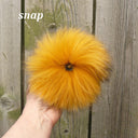 Orange Fur Pom Poms, Real Raccoon Fur Accessories, Large Pompom for Hats, Fluffy Pom Pom with Snap, Teenage Girl Gift, Accent Pompom for Hat
