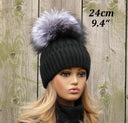 Silver fox fur pompom, Fluffy pom pom for hat, Large fur pompom, Real fur pom pom for hat, Detachable pompoms