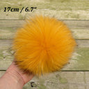 Orange Fur Pom Poms, Real Raccoon Fur Accessories, Large Pompom for Hats, Fluffy Pom Pom with Snap, Teenage Girl Gift, Accent Pompom for Hat