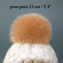 Beige Real Fur Pompom, Fluffy Pom Pom for Hat, Furry Ball with Ribbon, Fox Fur Pompom, Fuzzy Bommel, Puff Bobble, Teen Girl Hat Decoration