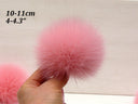 Cute Pink Fur Pompoms, Large Furry Pom Pom with Ribbon, Detachable Fluffy Pompons for Beanie, Fuzzy Balls for Hats, Furry Bommel For Her