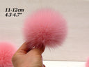 Cute Pink Fur Pompoms, Large Furry Pom Pom with Ribbon, Detachable Fluffy Pompons for Beanie, Fuzzy Balls for Hats, Furry Bommel For Her
