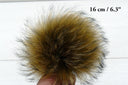 Real Fur Pom Pom for Hat, Raccoon Pompom, Detachable Fluffy Pompom, Brown Fur Ball With Ribbon, Hat Accessories, Craft Supply, Fur Bommel