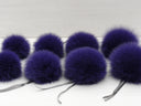 Violet fur pompom for hat, Fur pom poms with ribbons, Pompons for crafts, Purple fluffy bommel, Fuzzy balls, Sewing pom pom, Fur hat Decor