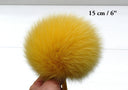 Fur yellow pompom for hat, Mustard detachable pom pom with ribbon, DIY pom pons, Gifts for her, Fluffy ball for baby hat, Fur bommel