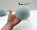 Detachable Pom Pom, Blue Fur Pom for Hat, Large Furry Ball, Gray Fur Accessory, Fox Fur Pom Pom, Real Fur Hat Decor, DIY Gift for Daughter