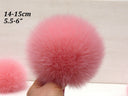Cute Pink Fur Pompoms, Large Furry Pom Pom with Ribbon, Detachable Fluffy Pompons for Beanie, Fuzzy Balls for Hats, Furry Bommel For Her