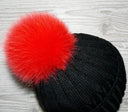 Hot Red Fur Pompom for Hat, Real Fox Fur Pom Pom, Fluffy Bommel, Detachable Pompon, Soft Fuzzy Pompom, Fur Accessories, Soft Furry Ball