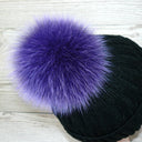 Violet fur pompom for hat, Fur pom poms with ribbons, Pompons for crafts, Purple fluffy bommel, Fuzzy balls, Sewing pom pom, Fur hat Decor