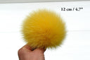 Fur yellow pompom for hat, Mustard detachable pom pom with ribbon, DIY pom pons, Gifts for her, Fluffy ball for baby hat, Fur bommel