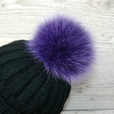 Violet fur pompom for hat, Fur pom poms with ribbons, Pompons for crafts, Purple fluffy bommel, Fuzzy balls, Sewing pom pom, Fur hat Decor