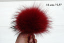 Double color Real Raccoon Fur Pompom, Red Fluffy Pompom For DIY, Genuine Fur Pompoms, Hat Accessories, Fuzzy Bommels, Kids Hat Decor
