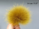 Yellow Fur Pom Poms, Raccoon Fur Pompoms, Ochre Fur Pompom, Detachable Pompom, Fluffy Pom Pom for Hat, Furry Bommel, Hat Pompom For Girl