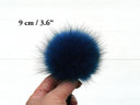 Blue fur pom pom for hat, Raccoon real fur pompoms, Removable fluffy pompon, Hat accessories, Craft supply, Fuzzy bommel with ribbons
