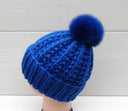 Bright Blue Fur Pompom for Hat, Fur Pom Pom, Fox Gur Pom Pon, Large Furry Ball, Detachable Pompon, Attachable Fuzzy Bommel, Fluffy Bubble