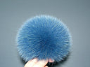 Blue Fur Pom Pom, Large Furry Ball for Hat, Fur Hat Topper, Craft Supplies, Real Fox Fur Pom, Detachable Pompom, Fluffy Bommel