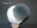 Real Fox Grey Fur Pom Pom, Fluffy Grey Hat Topper, Dense Round Fur Ball, DIY Beanie Accessory, Soft Fuzzy Hood Trim, Winter Pompon by Piece