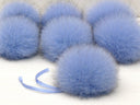 Large Detachable Fluffy Pom Pom In Blue, Fox Fur Pompom for Crafting, Teenage Gift, Hat Decoration, Snap-on Fur Pompom, DIY Crafting Supply