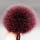 Real Fur Pom Pom for Hat, Burgundy Fluffy Pompom With Ribbon, Large Fox Fur Pom Pon, Furry Ball, Puff Detachable Pompom, Fur Bommel