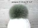 Genuine Fur Pom Pom, Green Furry Pompon for Hat, Fluffy Fur Ball with Ribbon, Fur Bommel, Real Fur Accessories, Cute Decor For Winter Hat