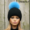 Blue Fox Fur Pom Pom, Fluffy Large Pom Pom Ball, Round Soft Pom, Hat Accessory, Real Fur Bag Charm, Beanie Topper, DIY Craft Supplies