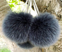 Fox Fur Pom Pom for Hat, Blue-Grey Fur Pompom, Large Furry Ball, Detachable Pompon, Hat Decoration, Fur Accessories, Fluffy Bommel for Hat