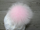 Fur pom pom Light pink fur pompom for hat Real fox fur pom Detachable pompom Fuzzy bommel