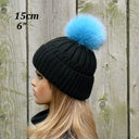 Blue Fox Fur Pom Pom, Fluffy Large Pom Pom Ball, Round Soft Pom, Hat Accessory, Real Fur Bag Charm, Beanie Topper, DIY Craft Supplies