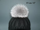 Fur pom pom for hat - Real silver fox fur pompom - Detachable pompoms of four sizes: 10 cm / 3.9" - 18 cm/ 7"