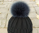 Fox Fur Pom Pom for Hat, Blue-Grey Fur Pompom, Large Furry Ball, Detachable Pompon, Hat Decoration, Fur Accessories, Fluffy Bommel for Hat