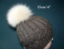 Cream fur pom pom hat, Real fox fur pom, Large furry ball, Detachable pompom, Fuzzy bommel