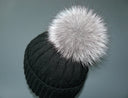 Fur pom pom for hat - Real silver fox fur pompom - Detachable pompoms of four sizes: 10 cm / 3.9" - 18 cm/ 7"