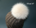 Cream fur pom pom hat, Real fox fur pom, Large furry ball, Detachable pompom, Fuzzy bommel