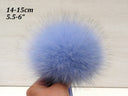 Large Detachable Fluffy Pom Pom In Blue, Fox Fur Pompom for Crafting, Teenage Gift, Hat Decoration, Snap-on Fur Pompom, DIY Crafting Supply