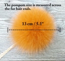 Vibrant Orange Fox Fur Bommel, Fluffy Hat Pom Pom, Large Genuine Furry Detachable Accent for Beanies, Accessory for Hat, Pompom with Ribbons