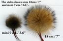 Brown pom poms for hat, Raccoon fur pompom, Tie on fur pom pom, Removable fluffy bommel, Craft supply, Detachable raccoon fuzzy pompon