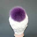 Purple Fur Pom Pom For Hat, Real Fox Fur Pompom, Real Fur Ball, Detachable Pompom, Fluffy Fur Pompoms, Real Fur Accessories, Hat Decoration