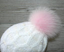 Fur pom pom Light pink fur pompom for hat Real fox fur pom Detachable pompom Fuzzy bommel