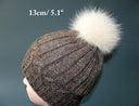 Cream fur pom pom hat, Real fox fur pom, Large furry ball, Detachable pompom, Fuzzy bommel