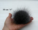Fur pom pom for hat - Real silver fox fur pompom - Detachable pompoms of four sizes: 10 cm / 3.9" - 18 cm/ 7"