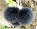 Fox Fur Pom Pom for Hat, Blue-Grey Fur Pompom, Large Furry Ball, Detachable Pompon, Hat Decoration, Fur Accessories, Fluffy Bommel for Hat
