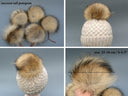 Brown pom poms for hat, Raccoon fur pompom, Tie on fur pom pom, Removable fluffy bommel, Craft supply, Detachable raccoon fuzzy pompon