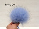 Large Detachable Fluffy Pom Pom In Blue, Fox Fur Pompom for Crafting, Teenage Gift, Hat Decoration, Snap-on Fur Pompom, DIY Crafting Supply