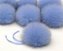 Large Detachable Fluffy Pom Pom In Blue, Fox Fur Pompom for Crafting, Teenage Gift, Hat Decoration, Snap-on Fur Pompom, DIY Crafting Supply